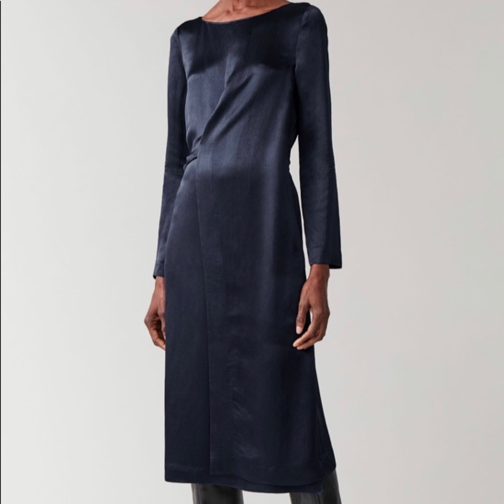 COS Navy Long-Sleeve Dress